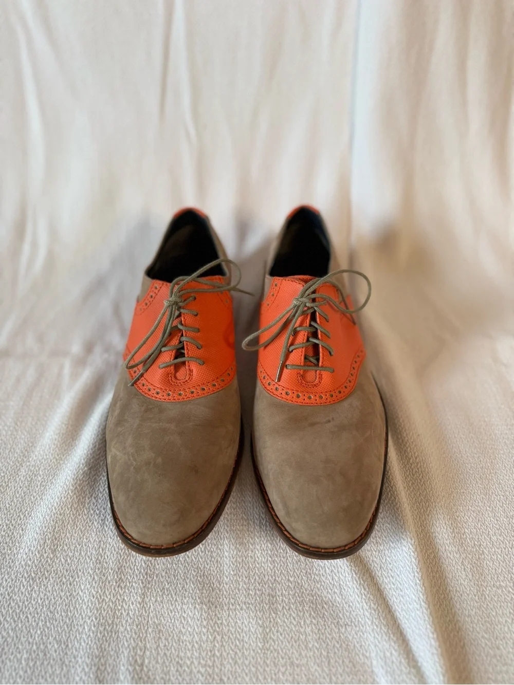 Cole Haan Two-Tone Suede & Leather Oxford - Orange and Taupe